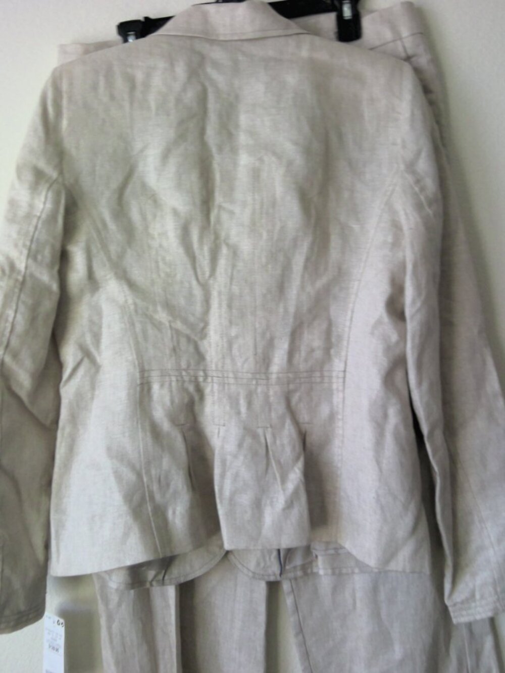 2-PC Linen-pleated front jacket & pant set by MNG MANGO size 12L in Wheat NWT - Picture 7 of 15